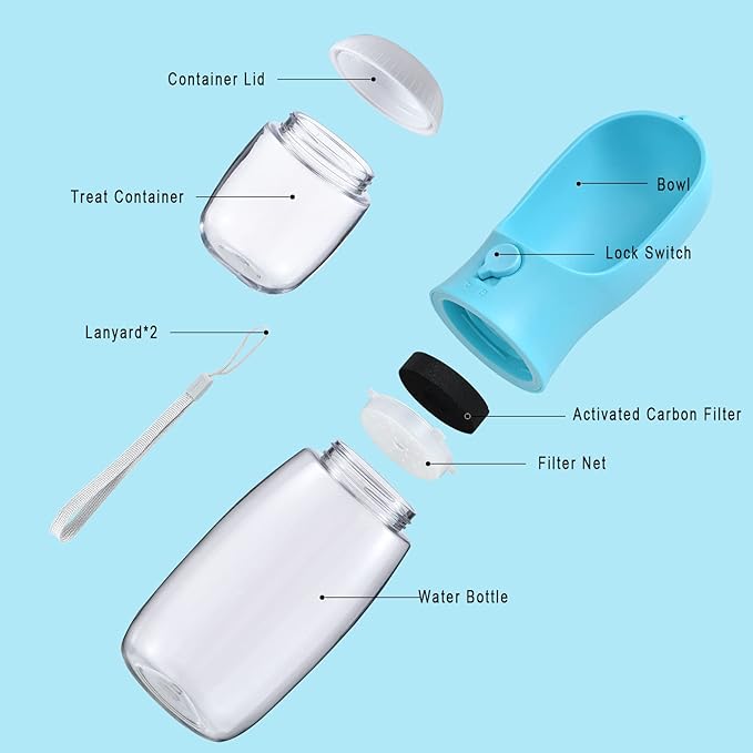 Dog Water Bottle with Food Container, Travel Puppy Water Bowl, Portable Pet - Image 3
