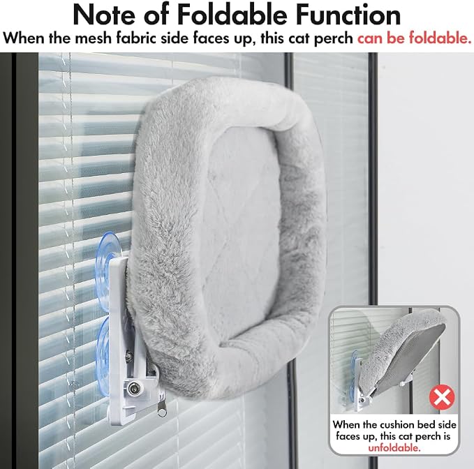 AMOSIJOY Cordless Cat Window Perch, Cat Hammock - Image 7