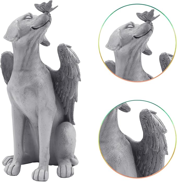 Angel Figurine Memorial Pet Puppy Dog Butterfly Stone Statue - Image 4