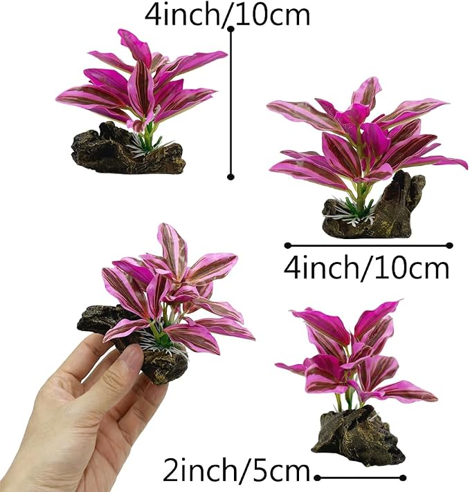 Smoothedo-Pets Fish Tank Decorations Aquarium Decor Ornaments Betta Pink Leaf - Image 3