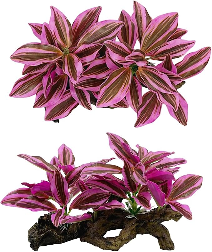 Smoothedo-Pets Fish Tank Decorations Aquarium Decor Ornaments Betta Pink Leaf - Image 5