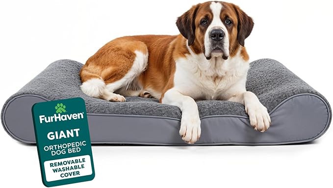 FurHaven Orthopedic Dog Bed for Large Dogs, Luxe Lounger Contour Mattress by FurHaven