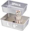 Stainless Steel Litter Box 2 Pack, 19.7"x13.7"x6" Large Metal Litter Box by Futam
