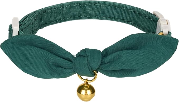 Bunny Ear Cat Collar with Bell and Bow Tie, Breakaway Cute Bowtie Kitten Collars by YUDOTE