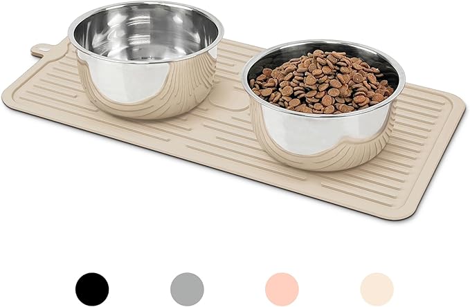 Ptlom Pet Placemat for Dog and Cat, Anti-Slip Waterproof Dogs Feeding Mat by PTLOM