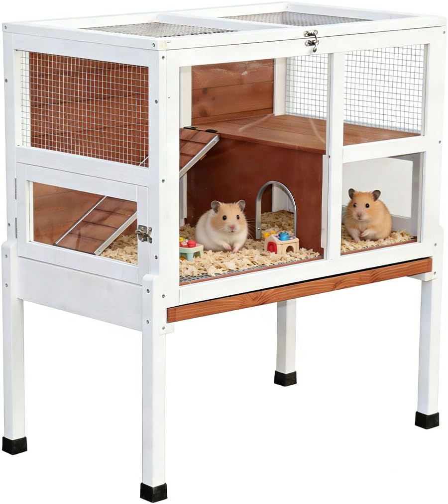 2-Story Guinea Pig Cage with Stand, Walnut - GlobalHabitat Supply