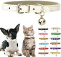 White Cat Collar with Bell, Soft Pu Leather Small Dog Collars Adjustable Buckle by Weimostar