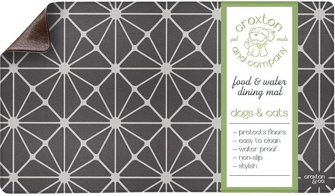 CROXTON & CO. Non-Slip Faux Leather Pet Feeding Mat by CroxtonandCompany