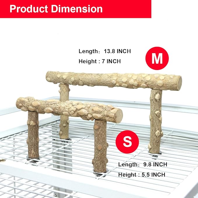 Bird Perch Stand, Bird Cage Top Perch Gym, Natural Wood Parrot Branch - Image 2