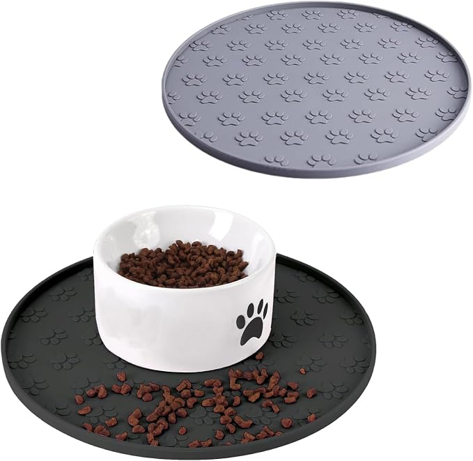 Dog Food Mat - Waterproof Cat Bowl Mat, Silicone Pet Food Mat by WLDJMP