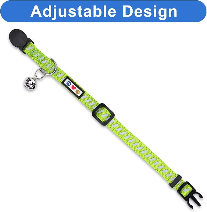 Pawtitas Personalized Green Reflective Cat Collar – Adjustable Custom Collar - Image 4