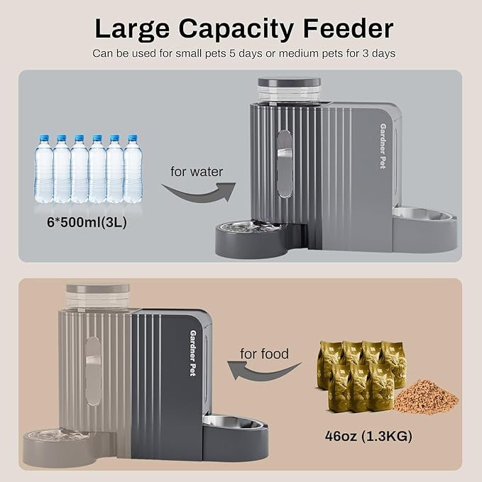 Gardner Pet Automatic Gravity Cat Food Feeder and Water Dispenser Stainless - Image 3