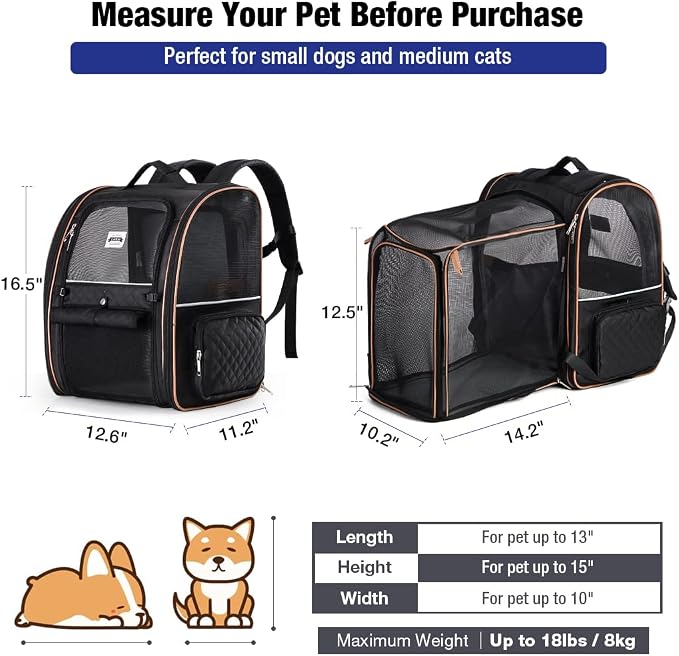 Lekebobor Large Cat Backpack Carrier Expandable Pet Carrier Backpack - Image 2