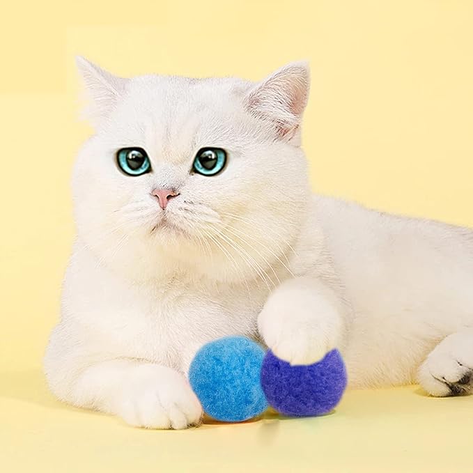PET SHOW 100pcs 1.5"/3.8cm Cat Toy Balls Bulk Soft Kitten Pompon Toys Indoor - Image 4