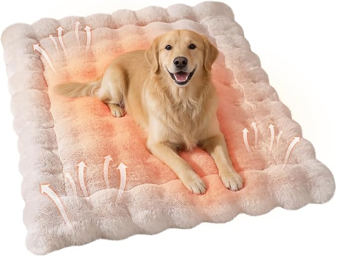 Self-Warming Dog Bed, Plush Faux Fur Mat by COZYHOMECHICSTYLE