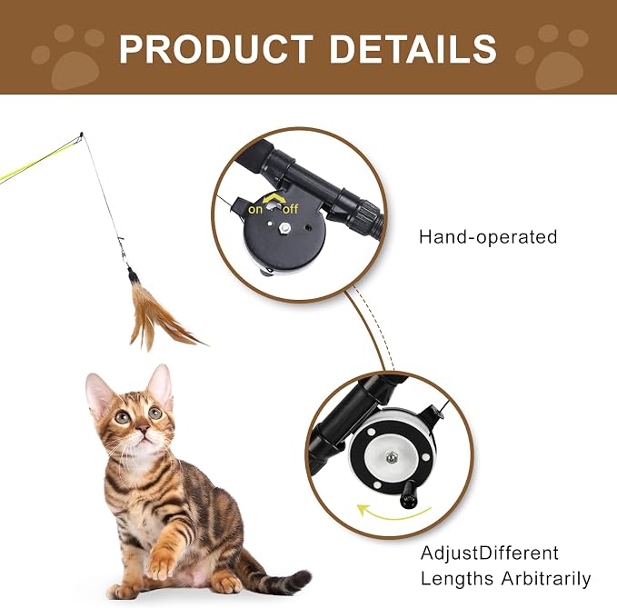 2-Pack Cat Wand Toys with Feather & Silvervine Stick – Adjustable 16"-28" - Image 3