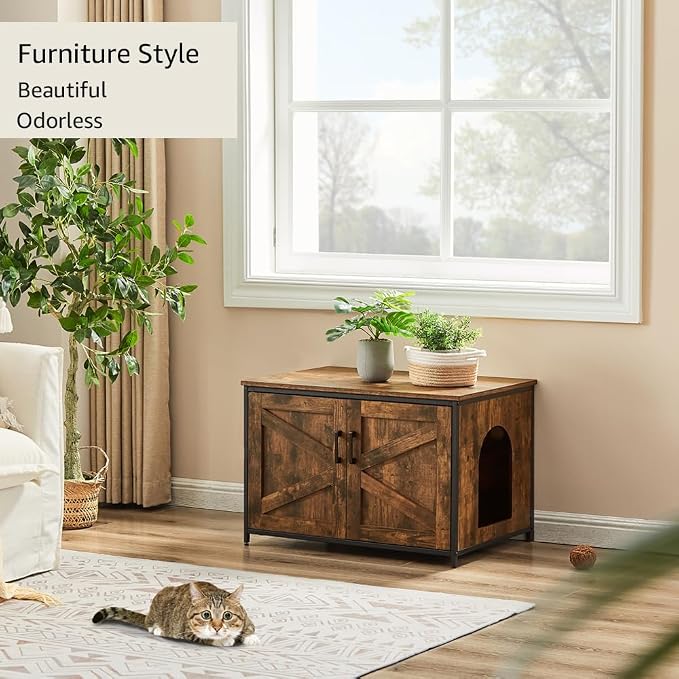 unipaws Top Opening Cat Litter Box Enclosure, Friendly to Elderly People - Image 3
