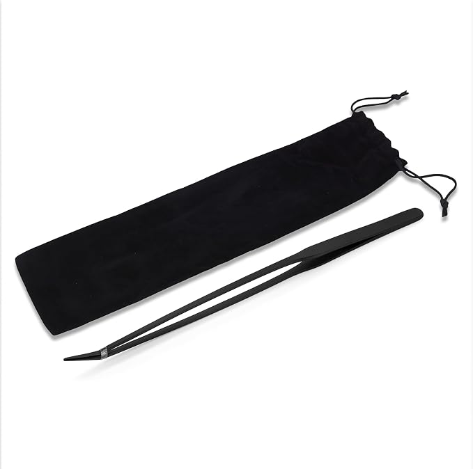 Mandala Crafts 15 Inches Black Stainless Steel Curved Aquarium Tweezers - Image 4