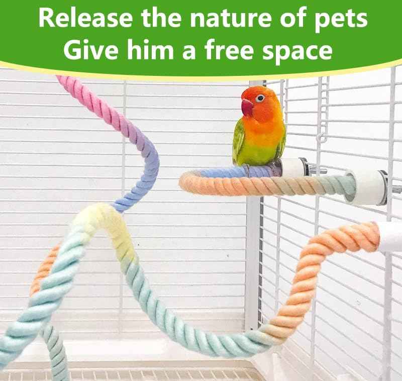 2Pcs Rope Perches for Bird Cages, Rope Perch for Parrots, Cockatiels &