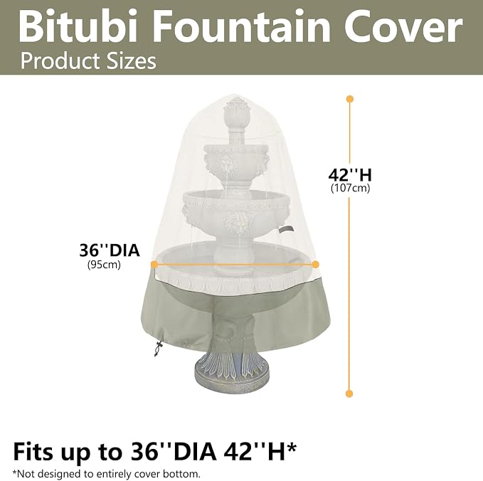 Bitubi Fountain Cover（36"x42"） 600D Oxford Cloth Garden Fountain Statue - Image 2