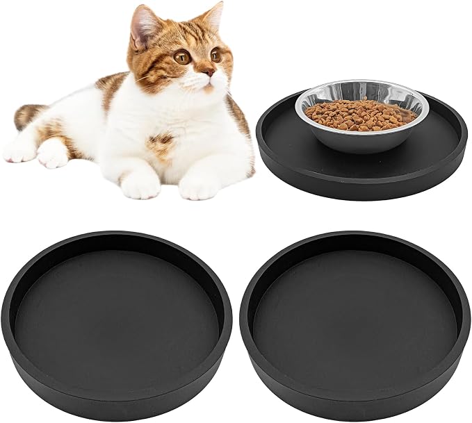 BNOSDM 2 Pack Cat Feeding Mat Pet Silicone Food Mat Black Dog Feeding Mats by BNOSDM