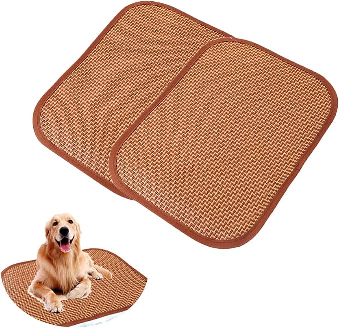 2 Pack Cat Cooling Mat Self Cool Pad Seats Summer Bamboo Rattan Woven Sleeping by Unknown