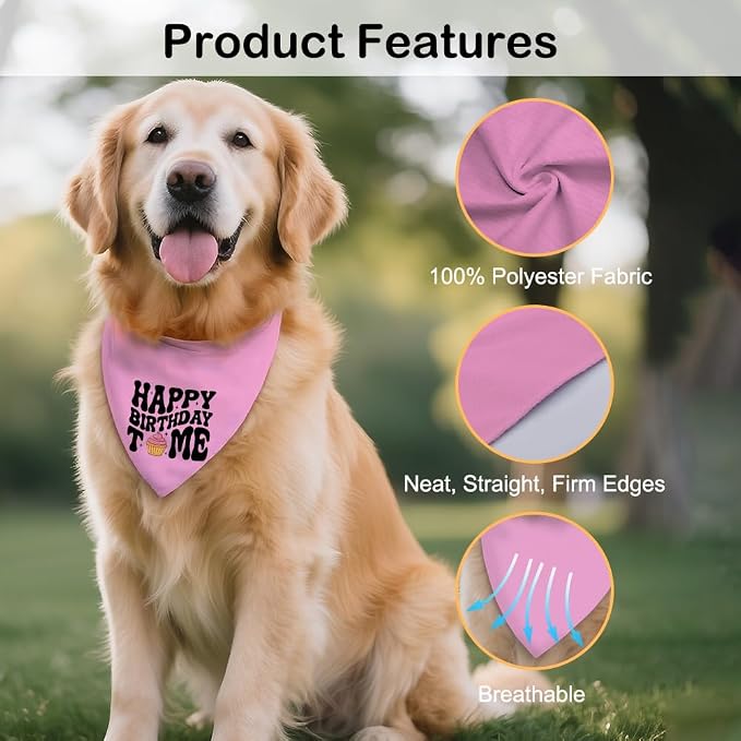 Happy Birthday to Me Pink Dog Bandana, Cute Birthday Gifts - Image 3