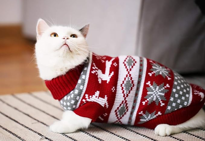 Vehomy Dog Christmas Sweaters Pet Winter Knitwear Xmas Clothes Classic Warm - Image 4