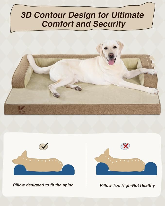 KSIIA Washable Dog Bed XL Senior Dog, Orthopedic Warm Soft Pet Sofa Waterproof - Image 4