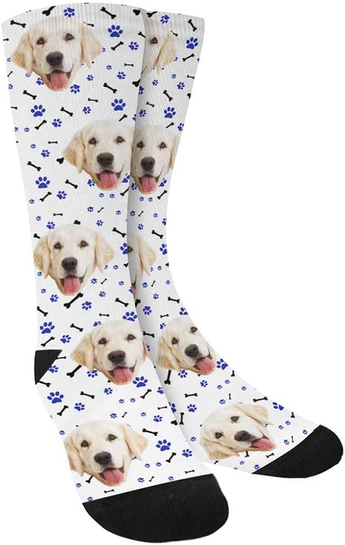 MyPupSocks Custom Personalized Photo Pet Face Socks, Cat and Dog Tracks Paws by MyPupSocks