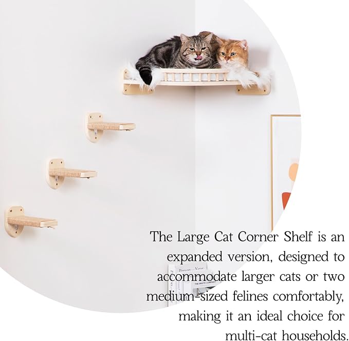 Large Cat Shelves with 3 Steps, Wall Mounted Cat Climbing Shelf with Plush - Image 3