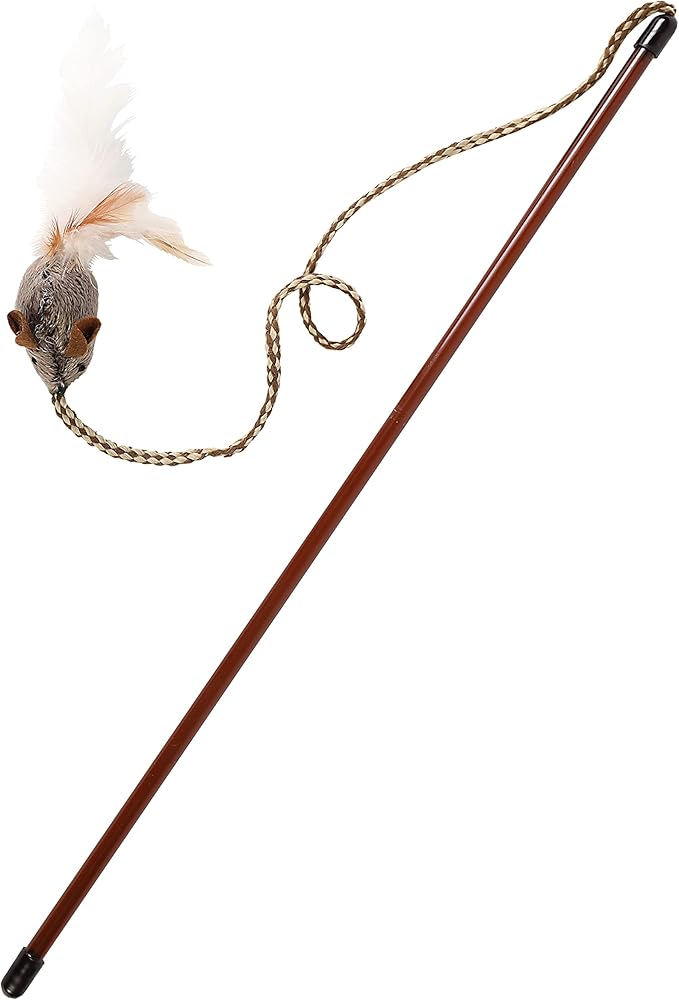 OurPet's Play-N-Squeak Teathered & Feathered Play Wand Cat Toy by OurPets