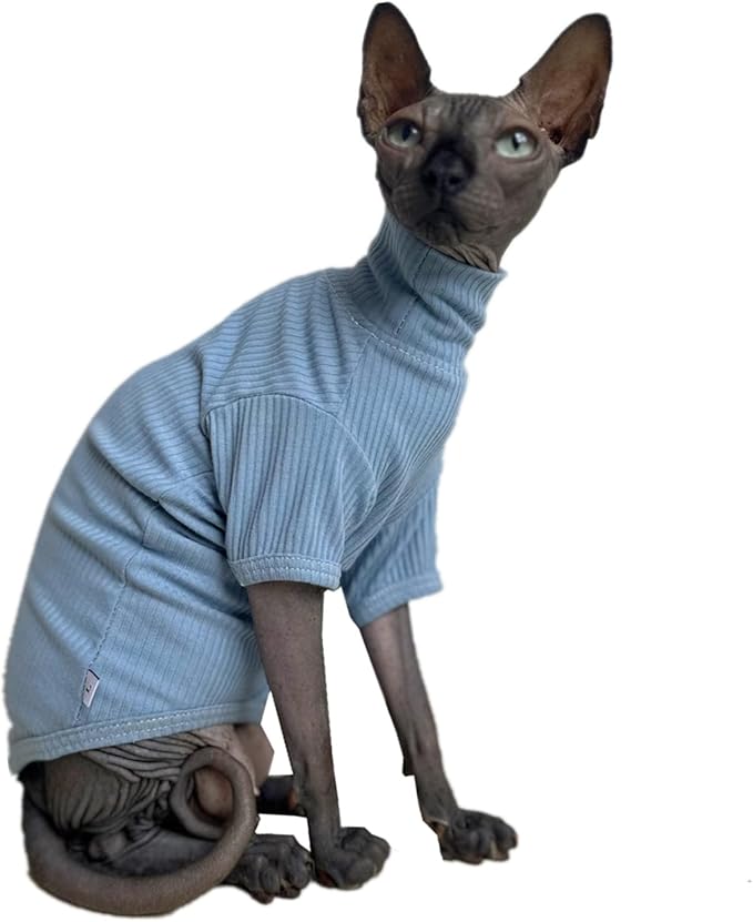 Sphynx Hairless Cats Shirt Cotton Cat Turtleneck Sweater Pullover Kitten by Kitipcoo
