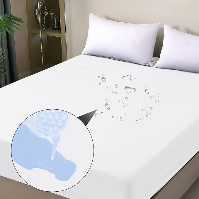 California King Mattress Protector Waterproof, Fitted Sheet Style Breathable by OHANO