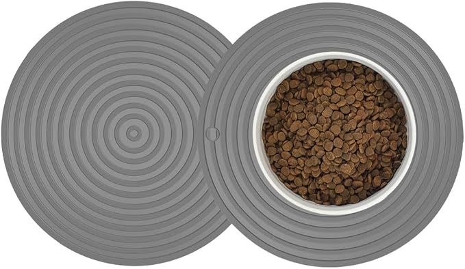2 Pack Silicone Pet Food Mat, Small Rubber Mat by Metopets