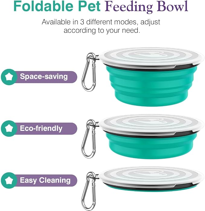 Pawaboo Collapsible Dog Bowls 2 Pack, Silicone Feeding Watering Bowls - Image 6