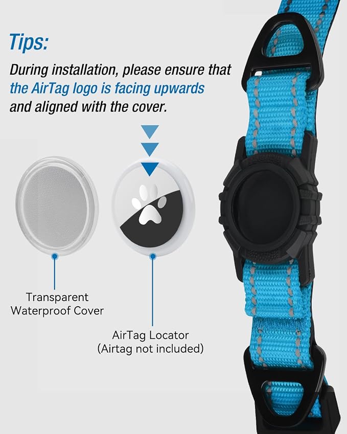 Joytale Airtag Dog Collar, Waterproof Dual D-Rings, Reflective Pet Collar - Image 3