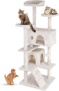 FDW | 54" Cat Tree Tower | Beige | Multi-Level Indoor Activity Center by FDW