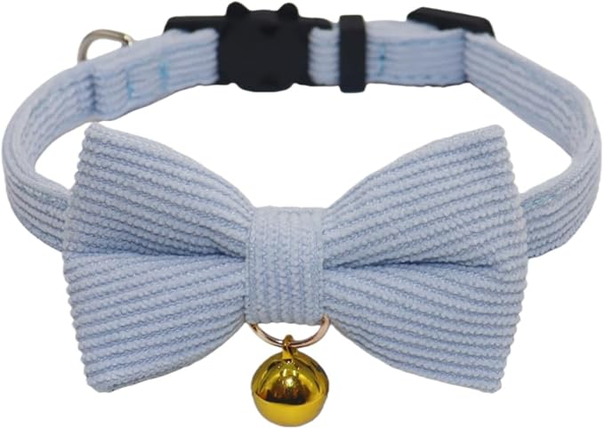 THAIN Cat Collar with Bow Tie and Bell, Breakaway Adjustable Cute Soft Corduroy by THAIN