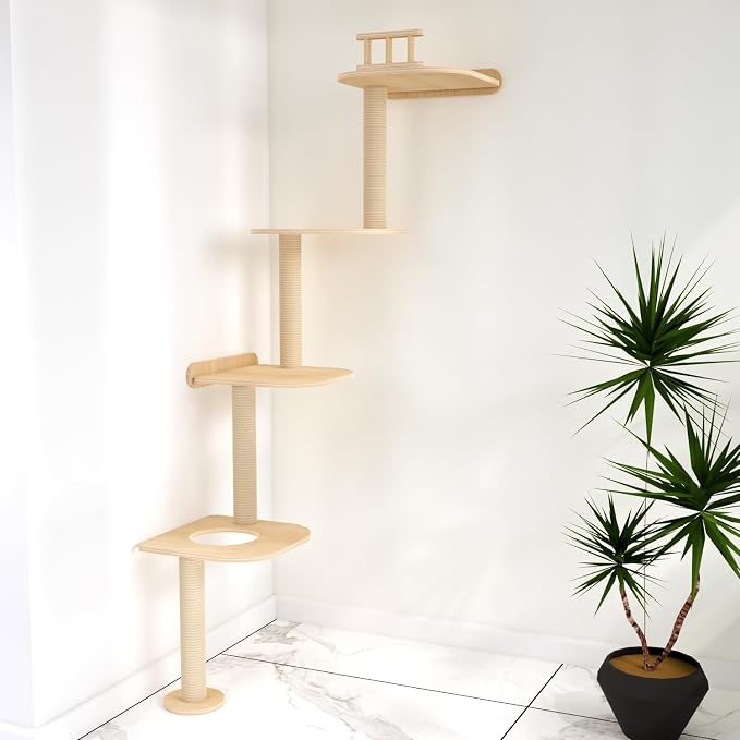 Wall-Mounted Tall Cat Tree Cat Scratching Post, Space Saving Floor to Ceiling - Image 5