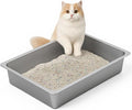 Kirecoo Stainless Steel Litter Box, Large Low Entry Metal Cat Pan Box, Indoor by Kirecoo