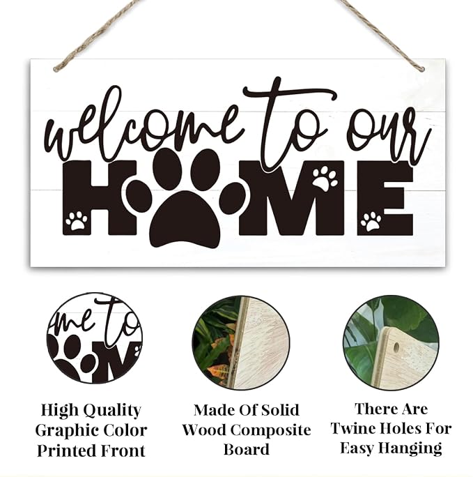Welcome Sign for Front Door, Front Door Decor Wooden Hanging Sign for Wall Decor - Image 3