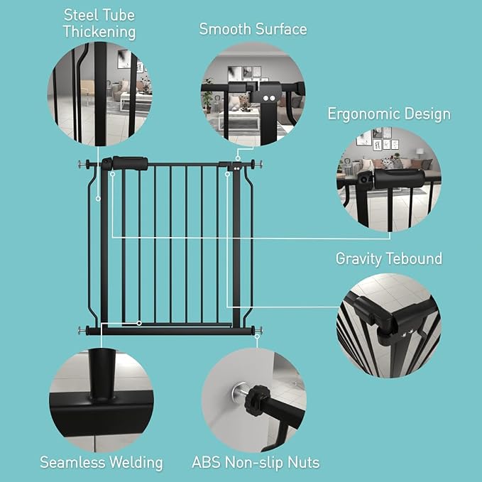 WAOWAO Baby Gate 76.38-81.10" Extra Wide Pressure Mounted Walk Through Swing - Image 2