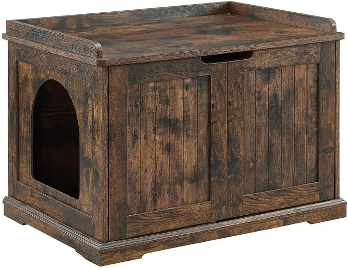 unipaws Cat Litter Box Enclosure Furniture, Dog Proof Hidden Litter Box Cover by unipaws