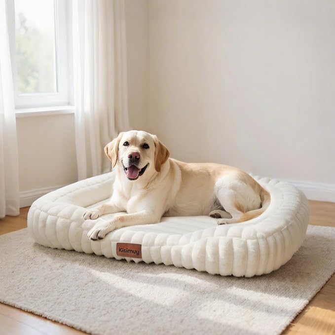 Dog Bed Large Size Dogs Washable Soft Furry Pet Bed, Calming Rectangle Large by Unknown