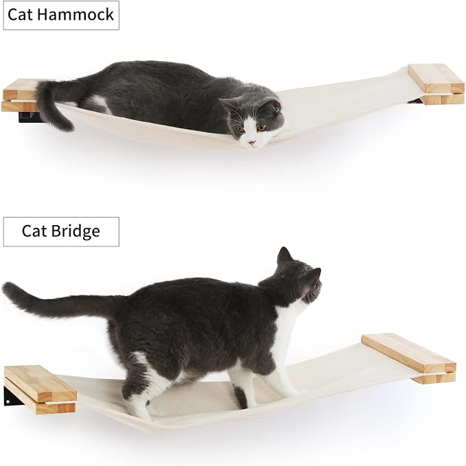 FUKUMARU Cat Wall Furniture, 34 x 13 inch Cats Hammock Shelves, Rubberwood - Image 3