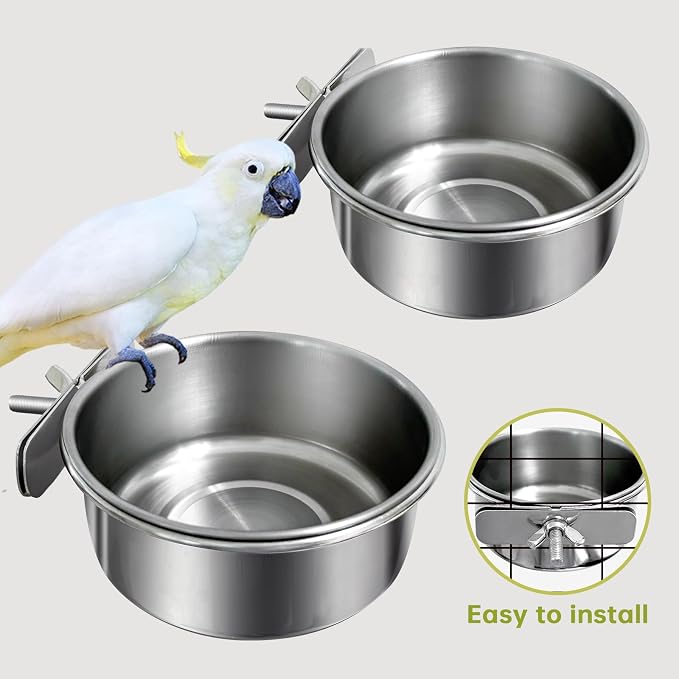 5Pcs Bird Cage Food Bowl Set, Stainless Steel Millet Holder - Image 4
