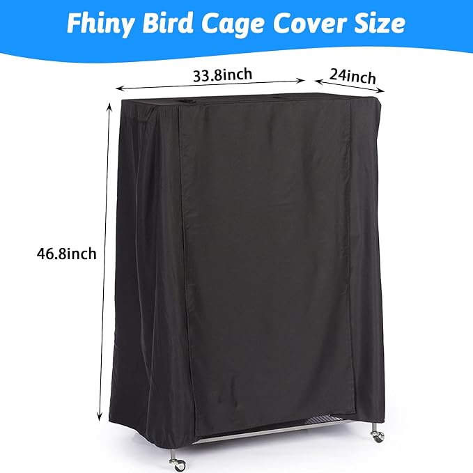 Fhiny Bird Cage Cover, 33.8”L×24”W×46.8”H Water-Proof Good Night Black-Out - Image 6