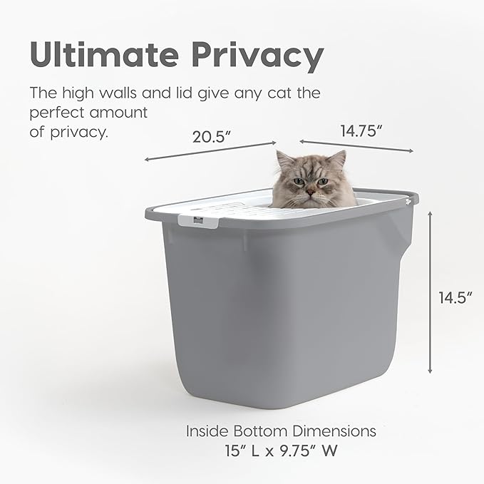 IRIS USA Cat Litter Box, Large Cat Box Enclosure, Top Entry - Image 2
