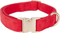 Soft Cotton Dog Collar with Metal Buckle Adjustable Heavy Duty Comfy Corduroy by YUDOTE